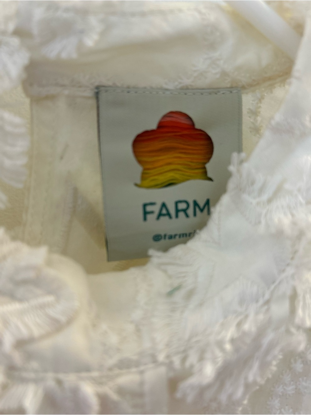 FARM Rio Ivory Blouse w Puff Shoulders shirt S - Picture 7 of 9